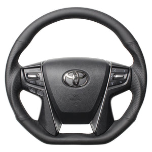 REAL PREMIUM SERIES D SHAPE NAPPA ALL LEATHER BLACK EURO STITCH STEERING WHEEL FOR TOYOTA LAND CRUISER 200 : KOUKI  S210-LPB-BK