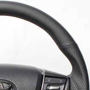 REAL PREMIUM SERIES D SHAPE NAPPA ALL LEATHER BLACK EURO STITCH STEERING WHEEL FOR TOYOTA LAND CRUISER PRADO 150 : KOUKI  S210-LPB-BK