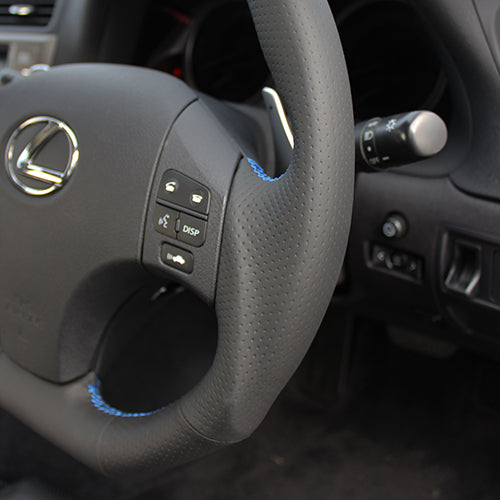 REAL ORIGINAL SERIES D SHAPE BLUE SELECTION BLUE EURO STITCH STEERING WHEEL FOR LEXUS IS F 20  ISD-LPB-BL