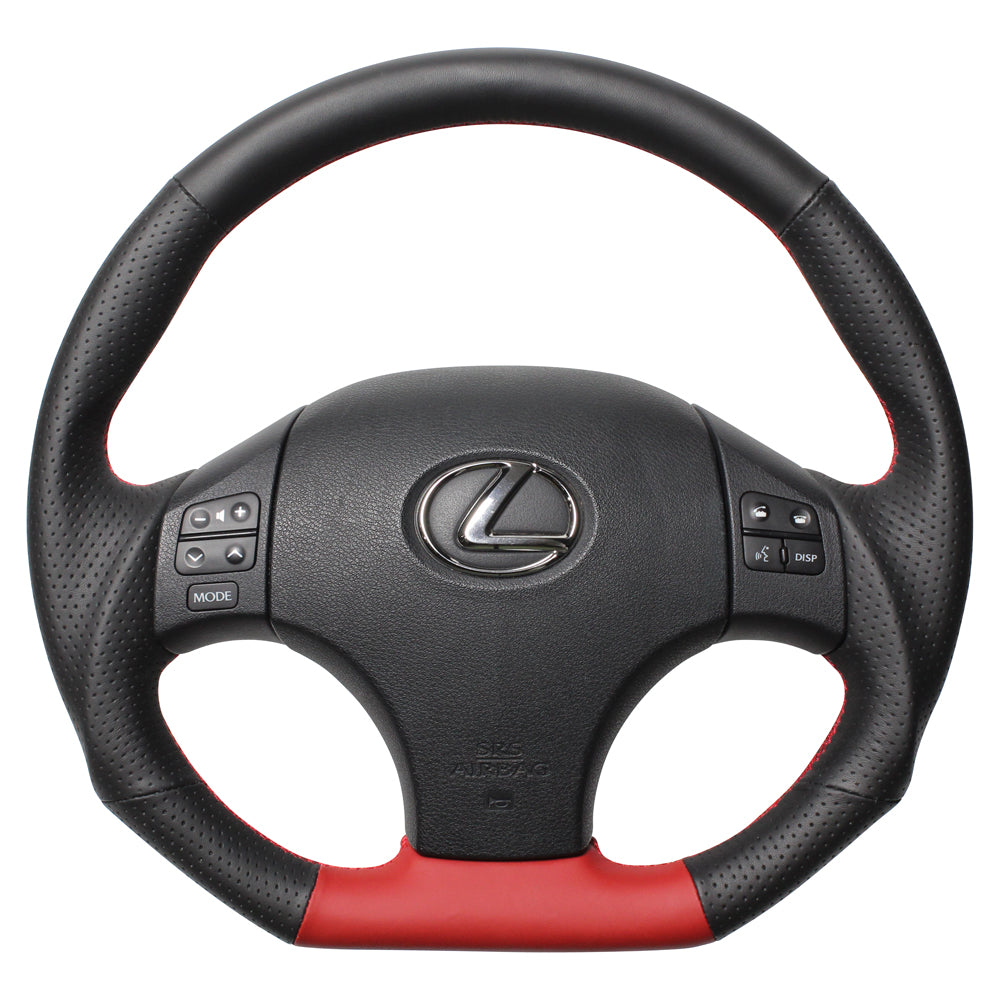 REAL ORIGINAL SERIES D SHAPE RED SELECTION RED EURO STITCH STEERING WHEEL FOR LEXUS IS C 20  ISD-LPB-RD
