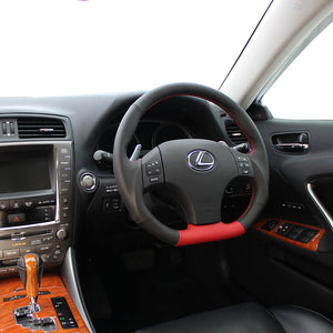 REAL ORIGINAL SERIES D SHAPE RED SELECTION RED EURO STITCH STEERING WHEEL FOR LEXUS IS C 20  ISD-LPB-RD