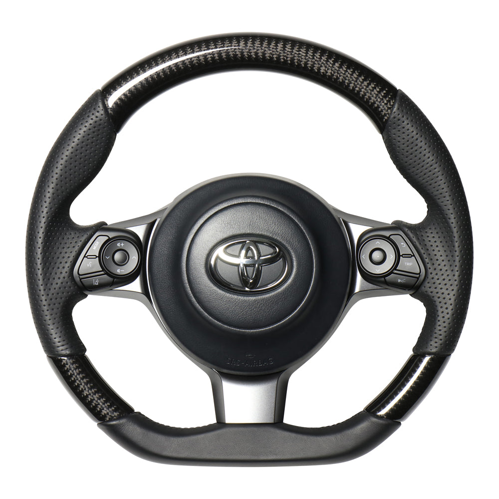 REAL ORIGINAL SERIES D SHAPE BLACK CARBON BLACK EURO STITCH STEERING WHEEL FOR TOYOTA VITZ GRMN 130  GR-BKC-BK