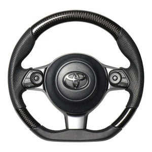 REAL ORIGINAL SERIES D SHAPE BLACK CARBON BLACK EURO STITCH STEERING WHEEL FOR TOYOTA PRIUS Α GR SPORT 40  GR-BKC-BK