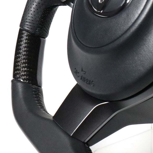 REAL ORIGINAL SERIES D SHAPE BLACK CARBON BLACK EURO STITCH STEERING WHEEL FOR TOYOTA PRIUS Α GR SPORT 40  GR-BKC-BK
