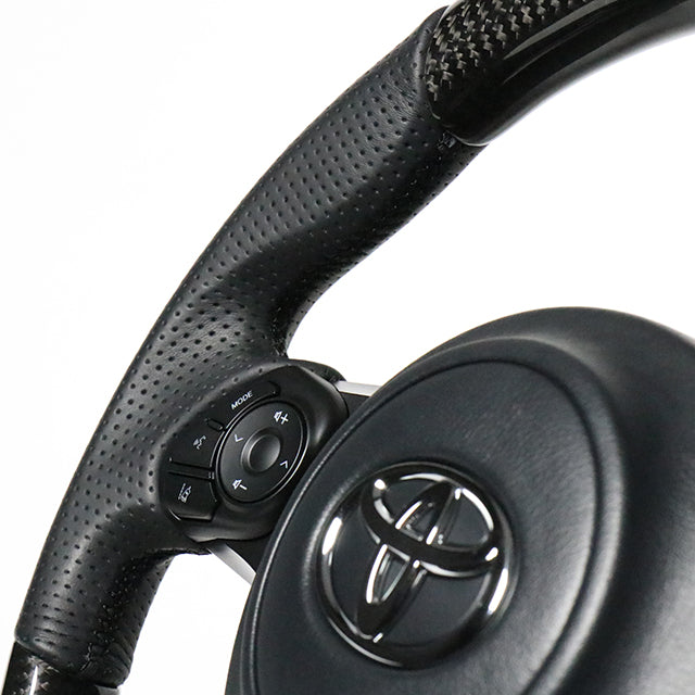 REAL ORIGINAL SERIES D SHAPE BLACK CARBON BLACK EURO STITCH STEERING WHEEL FOR TOYOTA PRIUS Α GR SPORT 40  GR-BKC-BK