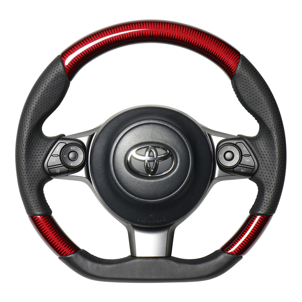 REAL ORIGINAL SERIES D SHAPE RED CARBON BLACK EURO STITCH STEERING WHEEL FOR TOYOTA VITZ GR SPORT GR 130  GR-RDC-BK
