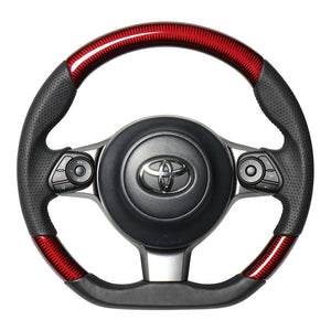REAL ORIGINAL SERIES D SHAPE RED CARBON BLACK EURO STITCH STEERING WHEEL FOR TOYOTA GR86 ZN8  GR-RDC-BK