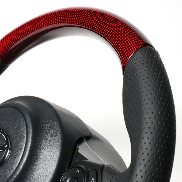 REAL ORIGINAL SERIES D SHAPE RED CARBON BLACK EURO STITCH STEERING WHEEL FOR TOYOTA VOXY GR SPORT 80  GR-RDC-BK