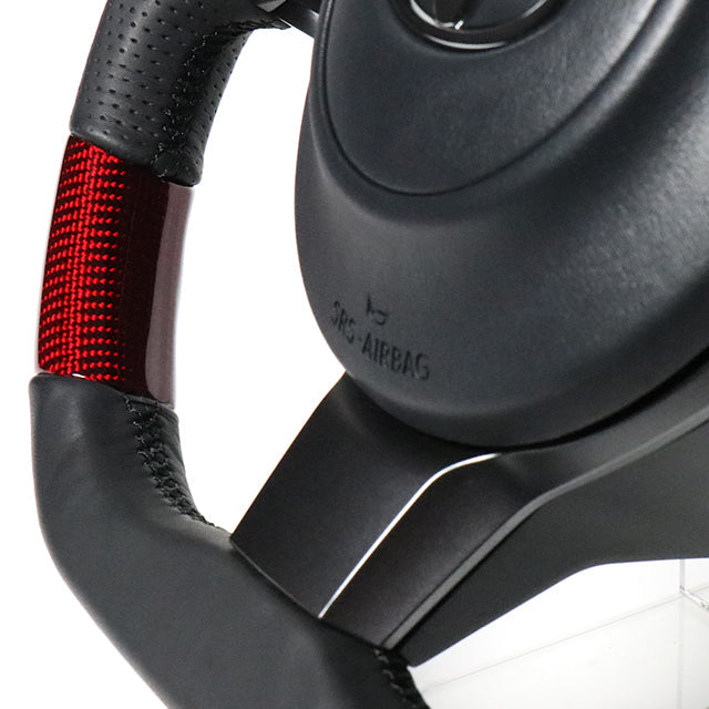 REAL ORIGINAL SERIES D SHAPE RED CARBON BLACK EURO STITCH STEERING WHEEL FOR TOYOTA PRIUS Α GR SPORT 40  GR-RDC-BK