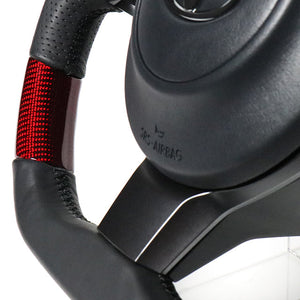 REAL ORIGINAL SERIES D SHAPE RED CARBON BLACK EURO STITCH STEERING WHEEL FOR TOYOTA C-HR GR SPORT 10  GR-RDC-BK