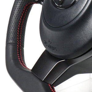 REAL ORIGINAL SERIES D SHAPE ALL LEATHER RED X BLACK EURO STITCH STEERING WHEEL FOR TOYOTA VITZ GRMN 130  GR-LPB-RD