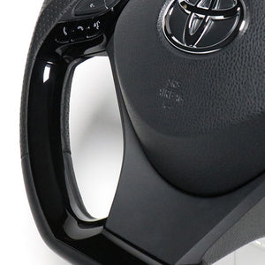 REAL ORIGINAL SERIES PLATE TYPE PEARL RED PLATE & PIANO BLACK PANEL BLACK EURO STITCH STEERING WHEEL FOR TOYOTA C-HR 10 50  X10N-RDP-PBP