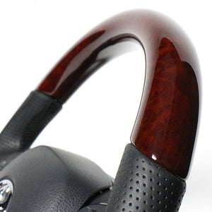 REAL ORIGINAL SERIES COMBINATION TYPE BROWN WOOD & PIANO BLACK PANEL BLACK EURO STITCH STEERING WHEEL FOR TOYOTA C-HR 10 50  X10-BRW-PBP