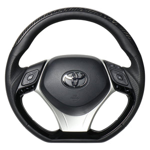 REAL ORIGINAL SERIES SET PLATE TYPE + UNDER PAD SET BLACK CARBON PLATE STEERING + SILVER UNDER PAD BLACK EURO STITCH STEERING WHEEL FOR TOYOTA C-HR 10 50  X10N-BKC-PBP-SLP