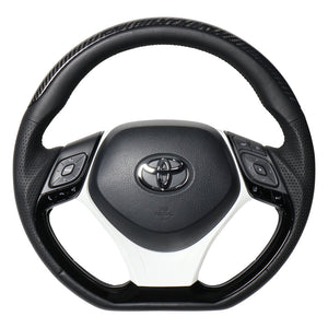 REAL ORIGINAL SERIES SET PLATE TYPE + UNDER PAD SET BLACK CARBON PLATE STEERING + WHITE UNDER PAD BLACK EURO STITCH STEERING WHEEL FOR TOYOTA C-HR 10 50  X10N-BKC-PBP-WHP