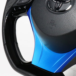 REAL ORIGINAL SERIES SET PLATE TYPE + UNDER PAD SET PEARL RED PLATE & PIANO BLACK PANEL STEERING + PEARL BLUE UNDER PAD BLACK EURO STITCH STEERING WHEEL FOR TOYOTA C-HR 10 50  X10N-RDP-PBP-BLP