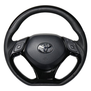REAL ORIGINAL SERIES SET PLATE TYPE + UNDER PAD SET PIANO BLACK PLATE STEERING + PIANO BLACK UNDER PAD BLACK EURO STITCH STEERING WHEEL FOR TOYOTA C-HR 10 50  X10N-PBP-PBP-PBP