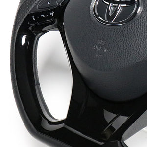 REAL ORIGINAL SERIES SET PLATE TYPE + UNDER PAD SET PIANO BLACK PLATE STEERING + PIANO BLACK UNDER PAD BLACK EURO STITCH STEERING WHEEL FOR TOYOTA C-HR 10 50  X10N-PBP-PBP-PBP