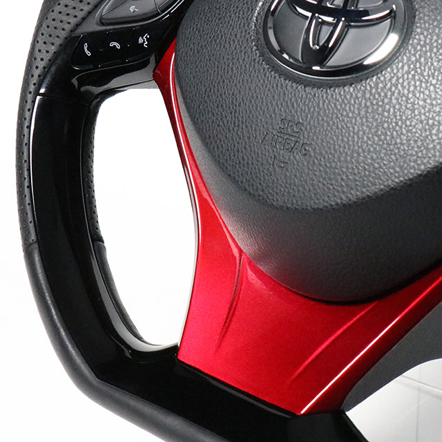 REAL ORIGINAL SERIES SET COMBINATION TYPE + UNDER PAD SET BLUE CARBON STEERING + PEARL RED UNDER PAD BLACK EURO STITCH STEERING WHEEL FOR TOYOTA C-HR 10 50  X10-BLC-PBP-RDP