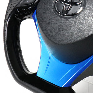 REAL ORIGINAL SERIES SET COMBINATION TYPE + UNDER PAD SET BLACK WOOD STEERING + PEARL BLUE UNDER PAD BLACK EURO STITCH STEERING WHEEL FOR TOYOTA C-HR 10 50  X10-BKW-PBP-BLP
