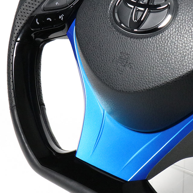 REAL ORIGINAL SERIES SET COMBINATION TYPE + UNDER PAD SET BLACK CARBON STEERING + PEARL BLUE UNDER PAD BLACK EURO STITCH STEERING WHEEL FOR TOYOTA C-HR 10 50  X10-BKC-PBP-BLP