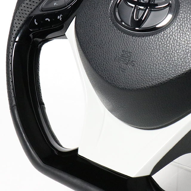 REAL ORIGINAL SERIES SET COMBINATION TYPE + UNDER PAD SET BLUE CARBON STEERING + WHITE UNDER PAD BLACK EURO STITCH STEERING WHEEL FOR TOYOTA C-HR 10 50  X10-BLC-PBP-WHP