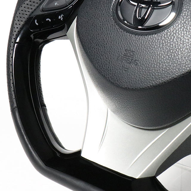 REAL ORIGINAL SERIES SET COMBINATION TYPE + UNDER PAD SET BLUE CARBON STEERING + SILVER UNDER PAD BLACK EURO STITCH STEERING WHEEL FOR TOYOTA C-HR 10 50  X10-BLC-PBP-SLP