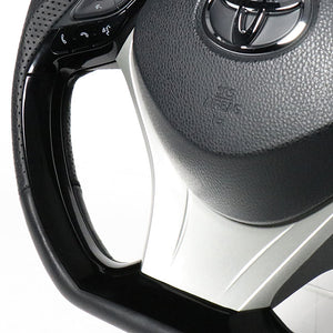 REAL ORIGINAL SERIES SET COMBINATION TYPE + UNDER PAD SET BLUE CARBON STEERING + SILVER UNDER PAD BLACK EURO STITCH STEERING WHEEL FOR TOYOTA C-HR 10 50  X10-BLC-PBP-SLP
