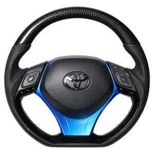 REAL ORIGINAL SERIES SET COMBINATION TYPE + UNDER PAD SET BLACK CARBON STEERING + PEARL BLUE UNDER PAD BLACK EURO STITCH STEERING WHEEL FOR TOYOTA C-HR 10 50  X10-BKC-PBP-BLP