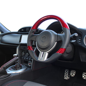 REAL PREMIUM SERIES D SHAPE RED CARBON 3C BLACK X RED EURO STITCH STEERING WHEEL FOR TOYOTA 86 ZN6 ZENKI F4-D-RDC