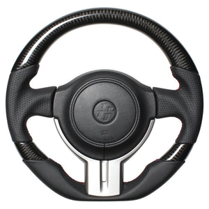 REAL PREMIUM SERIES D SHAPE BLACK CARBON 3C BLACK X RED EURO STITCH STEERING WHEEL FOR SUBARU BRZ ZC6:ZENKI  F4-D-BKC-3
