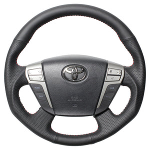 REAL ORIGINAL SERIES ROUND SHAPEALL LEATHER RED STITCH STEERING WHEEL FOR TOYOTA VELLFIRE HYBRID 20  H20-LPB-RD