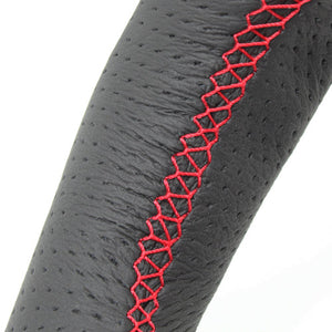 REAL ORIGINAL SERIES ROUND SHAPEPIANO BLACK RED EURO STITCH STEERING WHEEL FOR TOYOTA VELLFIRE HYBRID 20  H20-PBW-RD