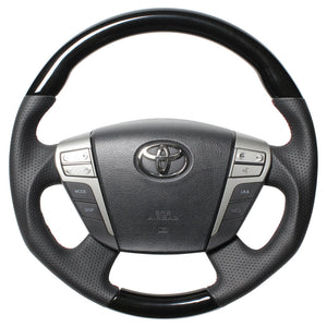REAL ORIGINAL SERIES ROUND SHAPEROYAL BLACKWOOD DARK WINE EURO STITCH STEERING WHEEL FOR TOYOTA ALPHARD 20  H20-RKW-DW