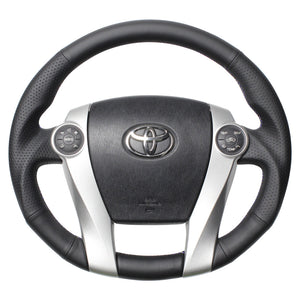 REAL PREMIUM SERIES OVAL SHAPE NAPPA ALL LEATHER BLUE X SILVER EURO STITCH STEERING WHEEL FOR TOYOTA AQUA GR SPORT 10 NOT 17-INCH PACKAGE  30-BS-LPB
