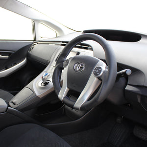 REAL PREMIUM SERIES OVAL SHAPE NAPPA ALL LEATHER BLUE X SILVER EURO STITCH STEERING WHEEL FOR TOYOTA AQUA GR SPORT 10 NOT 17-INCH PACKAGE  30-BS-LPB