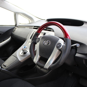 REAL PREMIUM SERIES OVAL SHAPE RED CARBON RED X BLACK EURO STITCH STEERING WHEEL FOR TOYOTA PRIUS 30  30-BS-RDC-RD