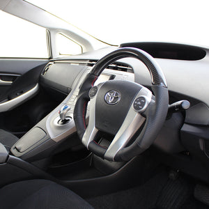 REAL PREMIUM SERIES OVAL SHAPE BLACK CARBON RED X BLACK EURO STITCH STEERING WHEEL FOR TOYOTA AQUA NHP10  30-BS-BKC-RD