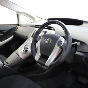 REAL PREMIUM SERIES OVAL SHAPE BLACK CARBON BLUE X SILVER EURO STITCH STEERING WHEEL FOR TOYOTA AQUA GR SPORT 10 NOT 17-INCH PACKAGE  30-BS-BKC