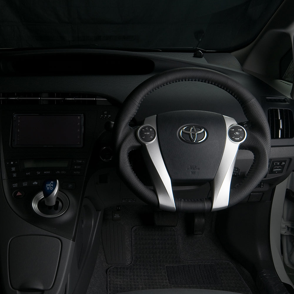 REAL ORIGINAL SERIES OVAL SHAPE ALL LEATHER BLUE STITCH STEERING WHEEL FOR DAIHATSU MOBIUS ZVW41N  30-2-LPB
