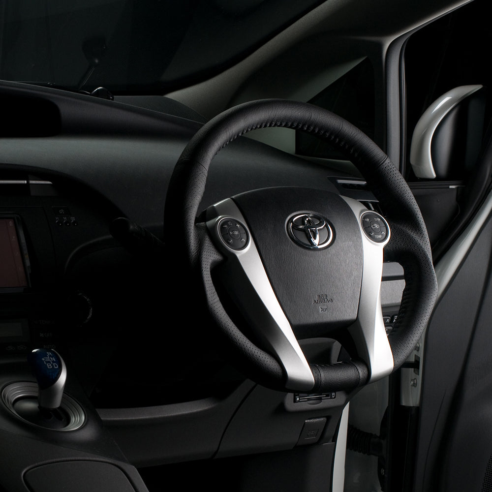 REAL ORIGINAL SERIES OVAL SHAPE ALL LEATHER BLUE STITCH STEERING WHEEL FOR DAIHATSU MOBIUS ZVW41N  30-2-LPB