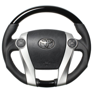 REAL ORIGINAL SERIES OVAL SHAPE PIANO BLACK BLACK STITCH STEERING WHEEL FOR TOYOTA AQUA GR SPORT 10 NOT 17-INCH PACKAGE  30-2-PBW