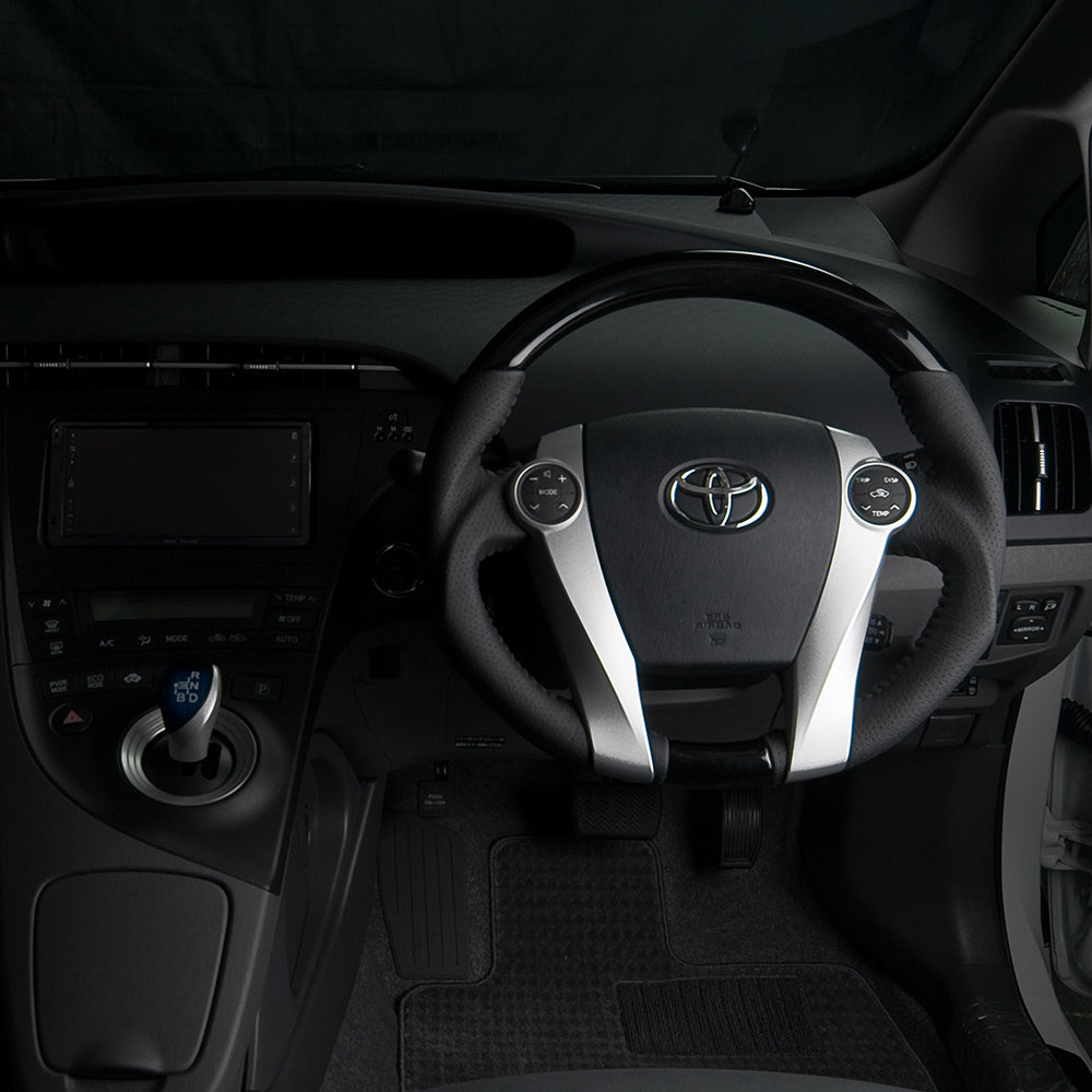 REAL ORIGINAL SERIES OVAL SHAPE PIANO BLACK BLACK STITCH STEERING WHEEL FOR DAIHATSU MOBIUS ZVW41N  30-2-PBW