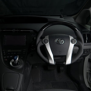 REAL ORIGINAL SERIES OVAL SHAPE PIANO BLACK BLACK STITCH STEERING WHEEL FOR TOYOTA AQUA GR SPORT 10 NOT 17-INCH PACKAGE  30-2-PBW
