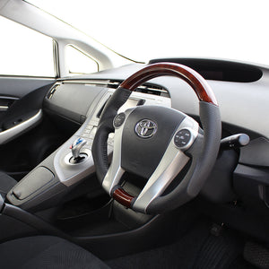 REAL ORIGINAL SERIES OVAL SHAPE BROWN WOOD BLACK STITCH STEERING WHEEL FOR DAIHATSU MOBIUS ZVW41N  30-2-BRW