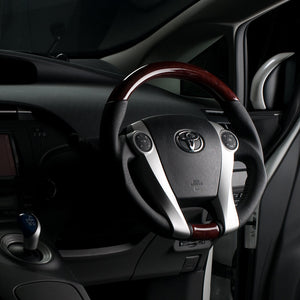REAL ORIGINAL SERIES OVAL SHAPE BROWN WOOD BLACK STITCH STEERING WHEEL FOR TOYOTA AQUA GR SPORT 10 NOT 17-INCH PACKAGE  30-2-BRW