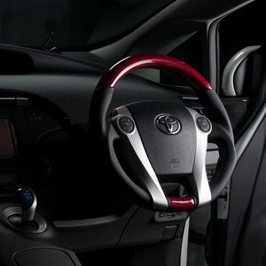 REAL ORIGINAL SERIES OVAL SHAPE RED CARBON BLACK STITCH STEERING WHEEL FOR TOYOTA AQUA NHP10  30-2-RC