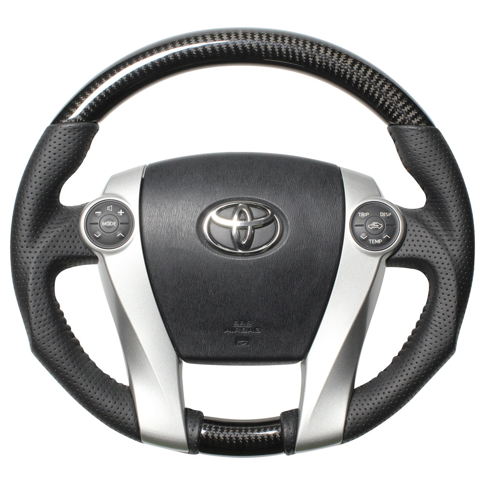 REAL ORIGINAL SERIES OVAL SHAPE BLACK CARBON BLACK STITCH STEERING WHEEL FOR TOYOTA AQUA NHP10  30-2-BKC