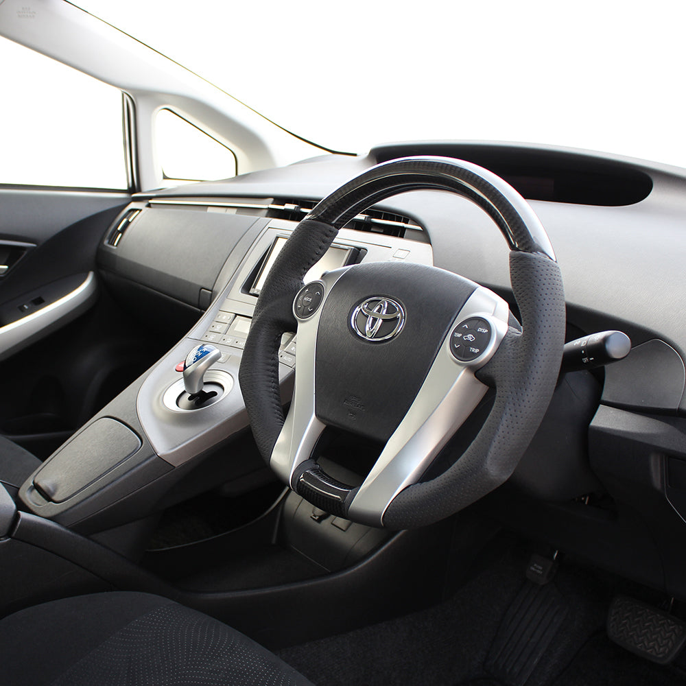 REAL ORIGINAL SERIES OVAL SHAPE BLACK CARBON BLACK STITCH STEERING WHEEL FOR DAIHATSU MOBIUS ZVW41N  30-2-BKC