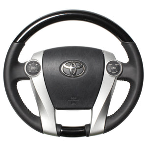 REAL ORIGINAL SERIES OVAL SHAPE PEARL BLACK BLACK STITCH STEERING WHEEL FOR TOYOTA PRIUS Α 40  30-1-BKP